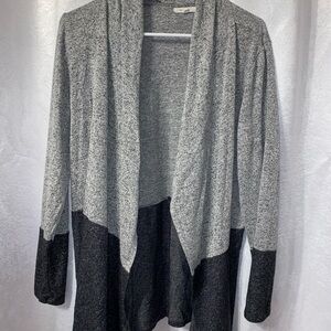Gray and Black Women's Open Front Cardigan